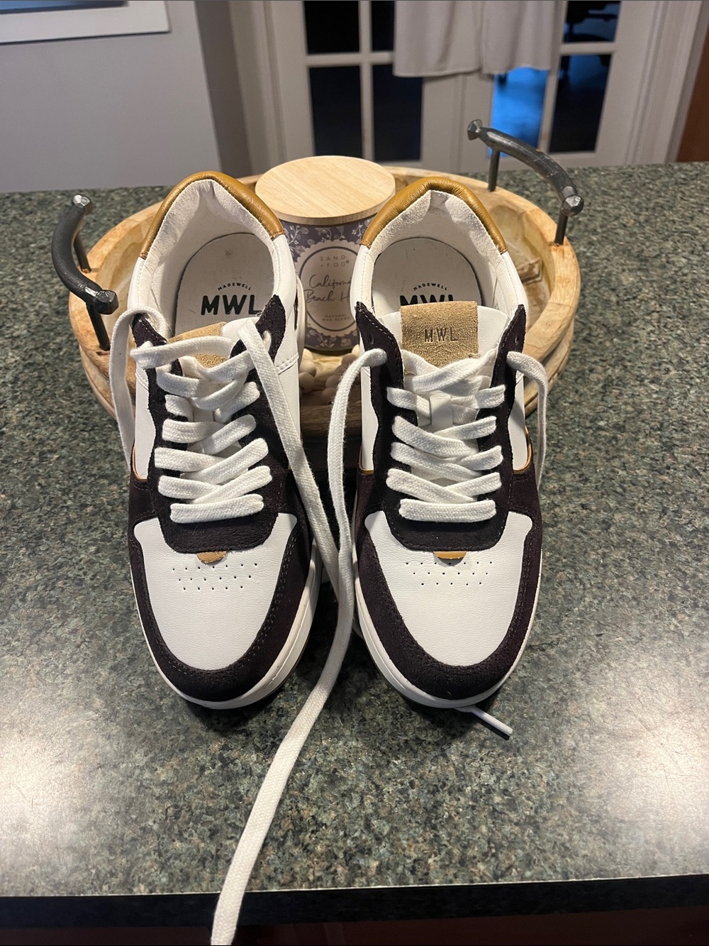 Women's Madewell  White and Brown Low-Top Casual Sneakers